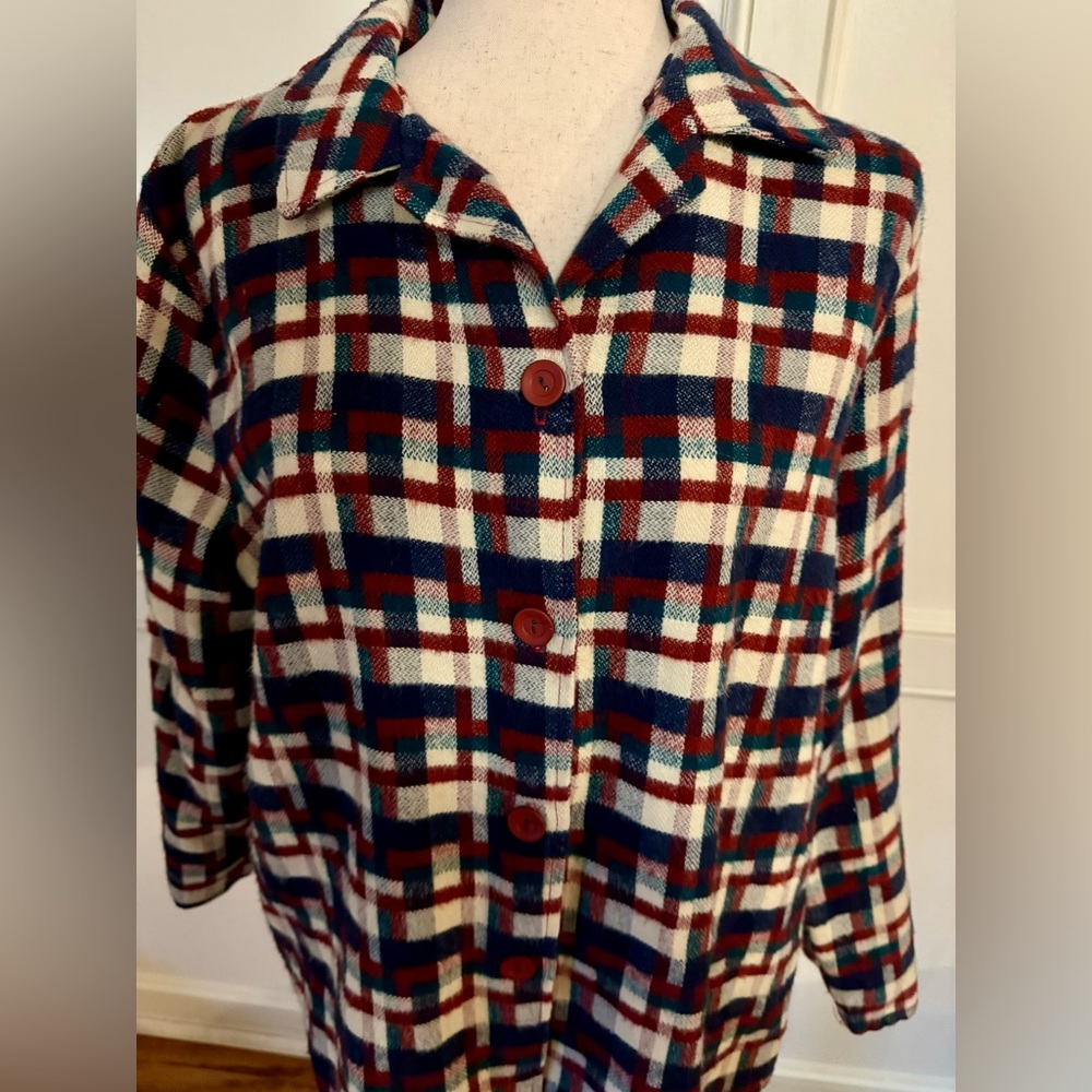 Vintage Haband Womans Flannel Button Down Jewel Tones Size L